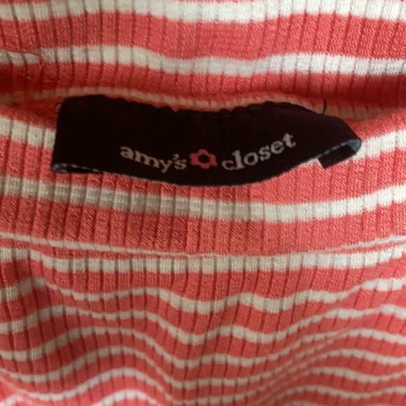 Cotton Elastic Waist Pink Striped Wrap Skirt XS - Picture 3 of 3